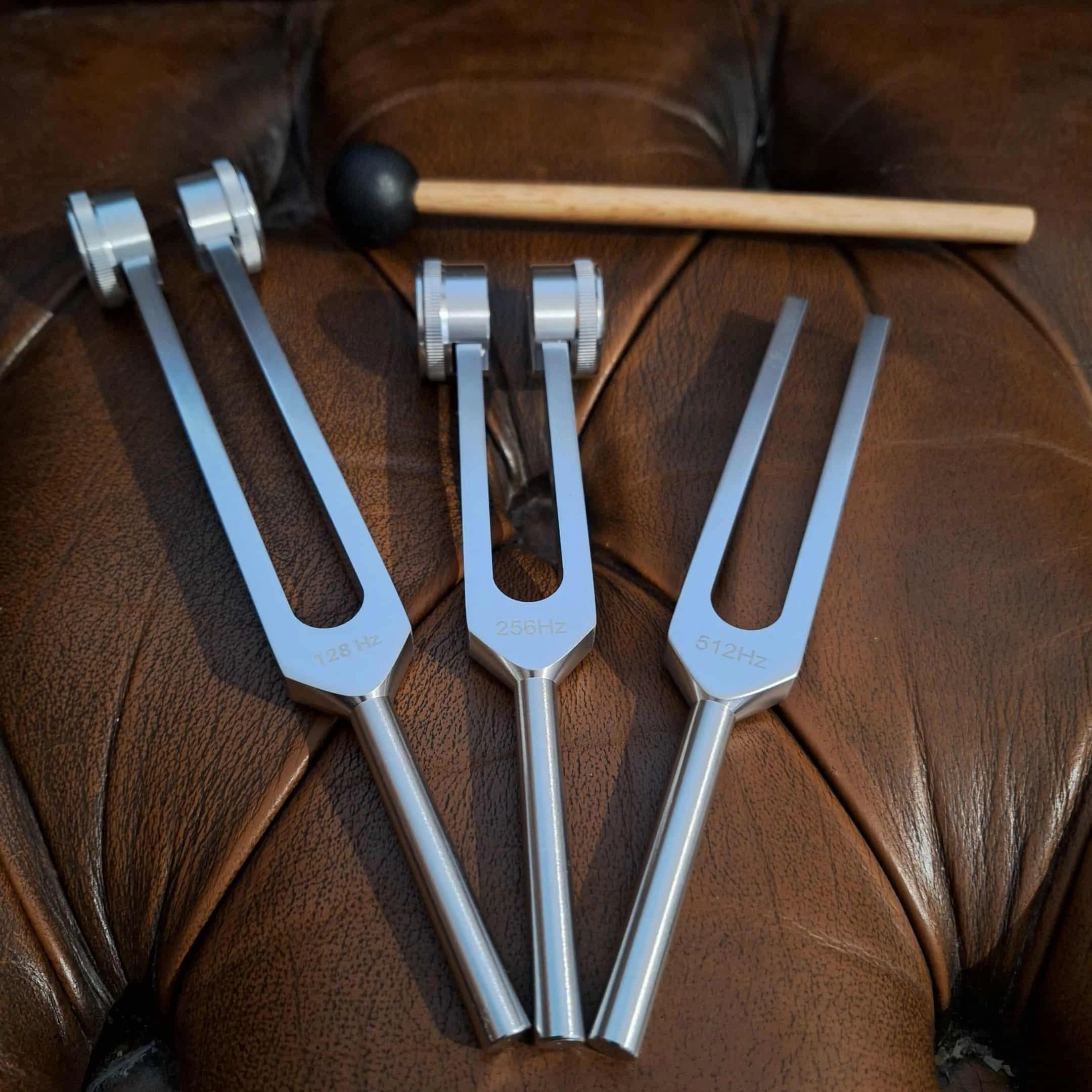 Lot de 3 diapasons en aluminium + marteau + sac de rangement 🎵